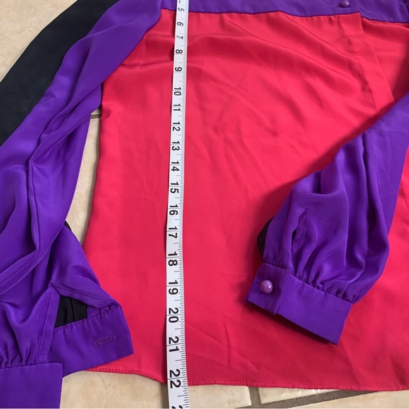 1970s colorblock blouse - Picture 9 of 11